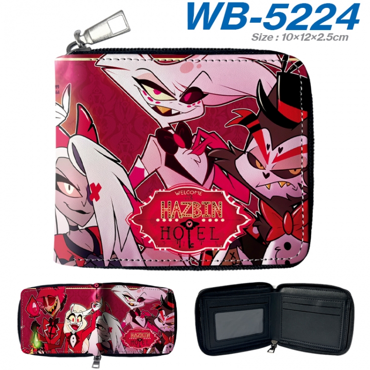 Hazbin Hotel Anime color short full zip folding wallet 10x12x2.5cm