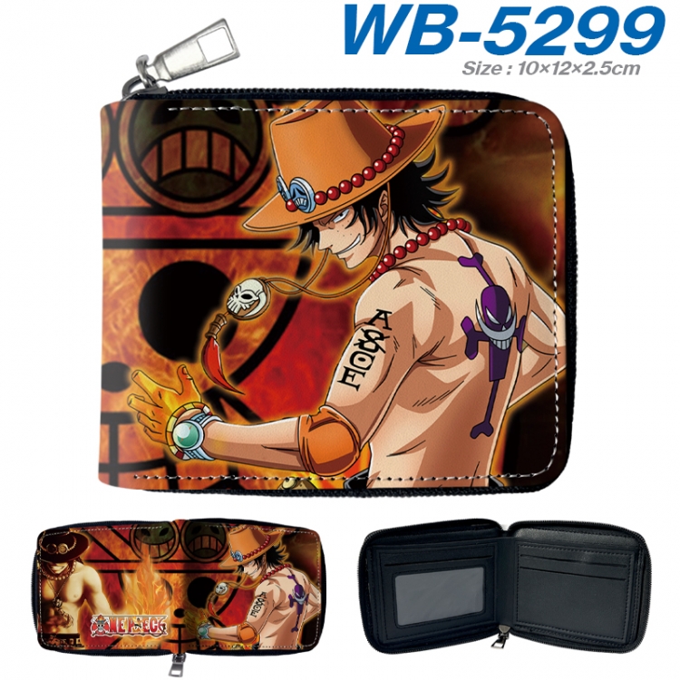 One Piece Anime color short full zip folding wallet 10x12x2.5cm