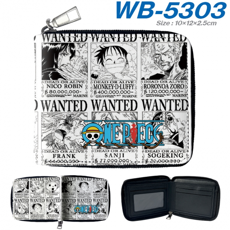 One Piece Anime color short full zip folding wallet 10x12x2.5cm