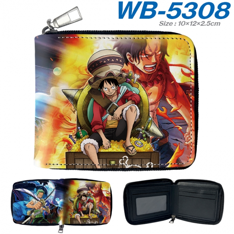 One Piece Anime color short full zip folding wallet 10x12x2.5cm