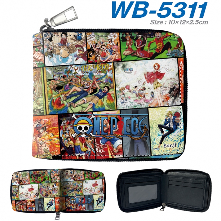 One Piece Anime color short full zip folding wallet 10x12x2.5cm