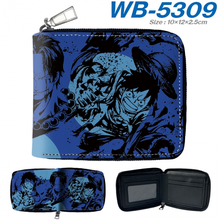 One Piece Anime color short full zip folding wallet 10x12x2.5cm