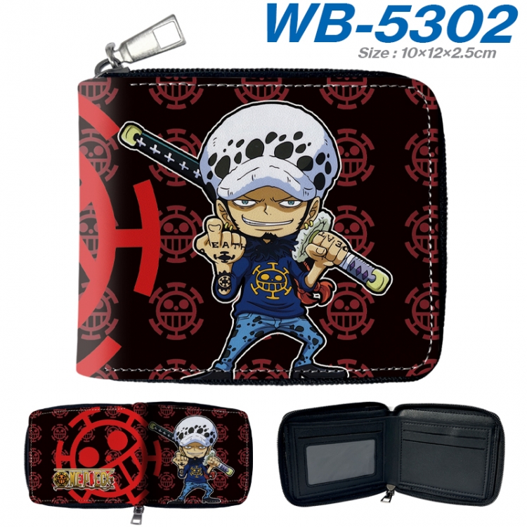 One Piece Anime color short full zip folding wallet 10x12x2.5cm