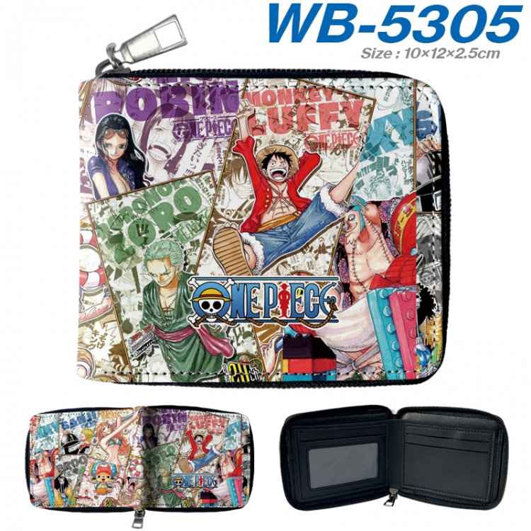 One Piece Anime color short full zip folding wallet 10x12x2.5cm