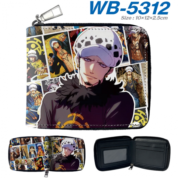 One Piece Anime color short full zip folding wallet 10x12x2.5cm