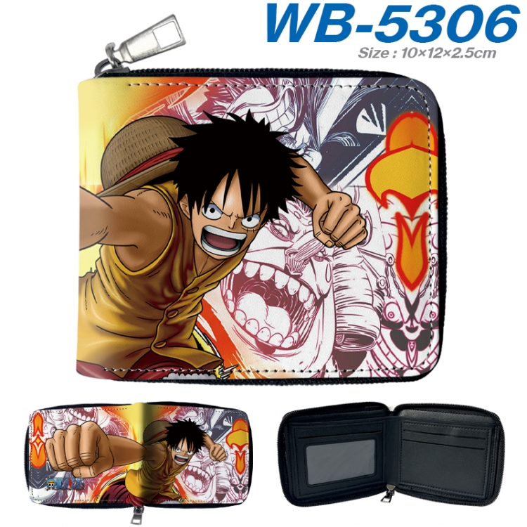 One Piece Anime color short full zip folding wallet 10x12x2.5cm