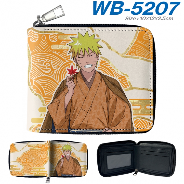 Naruto Anime color short full zip folding wallet 10x12x2.5cm