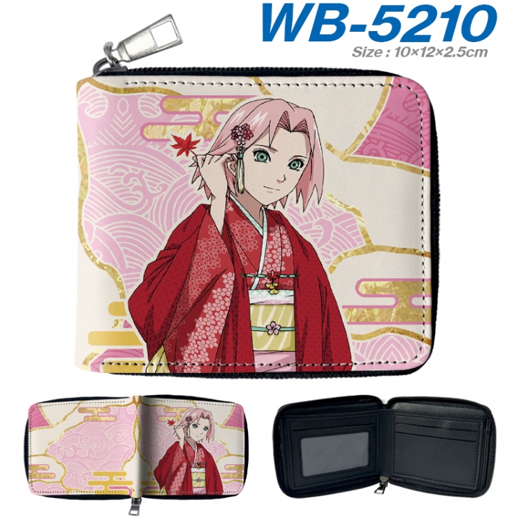 Naruto Anime color short full zip folding wallet 10x12x2.5cm