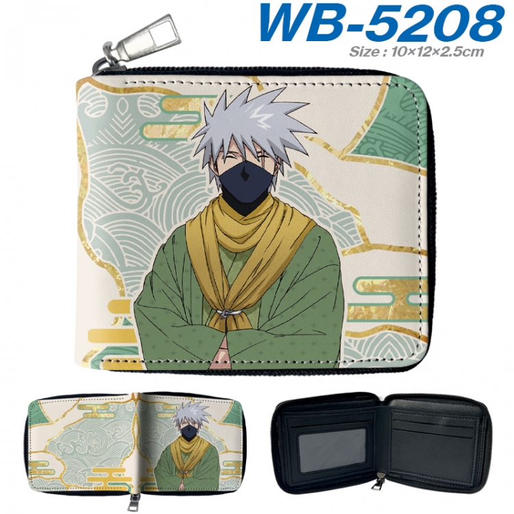 Naruto Anime color short full zip folding wallet 10x12x2.5cm