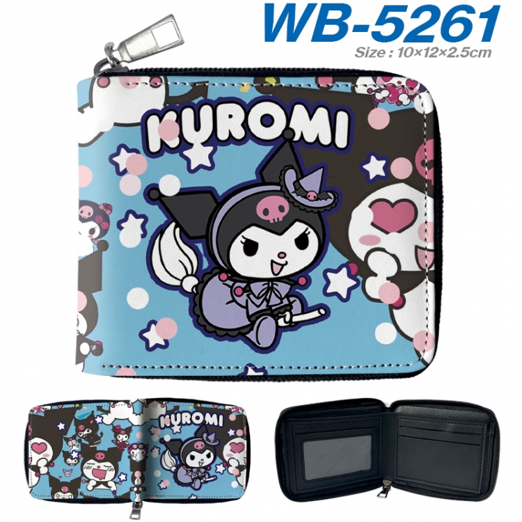 sanrio Anime color short full zip folding wallet 10x12x2.5cm