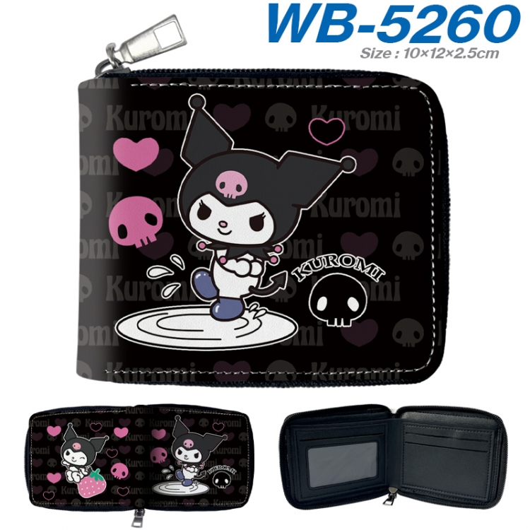 sanrio Anime color short full zip folding wallet 10x12x2.5cm