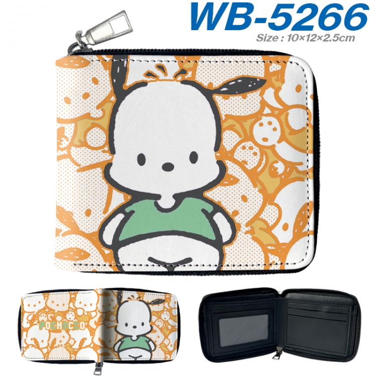 sanrio Anime color short full zip folding wallet 10x12x2.5cm