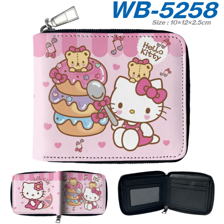 sanrio Anime color short full zip folding wallet 10x12x2.5cm