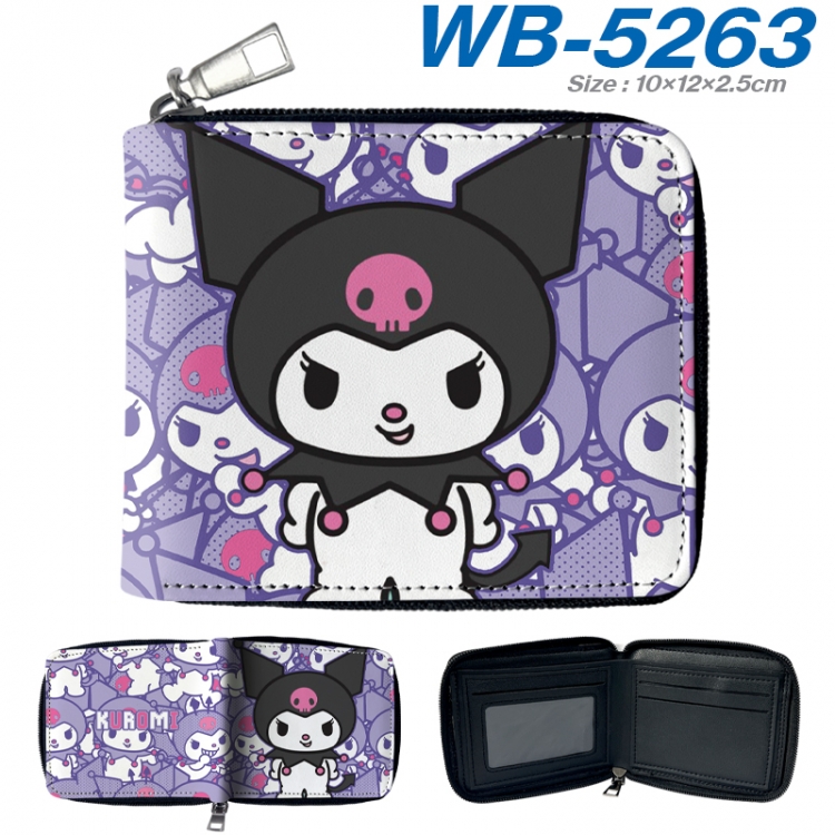 sanrio Anime color short full zip folding wallet 10x12x2.5cm