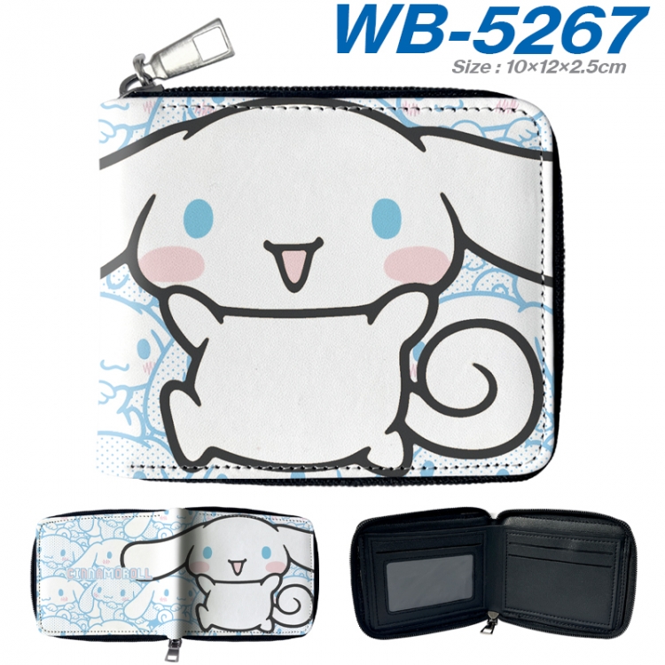 sanrio Anime color short full zip folding wallet 10x12x2.5cm