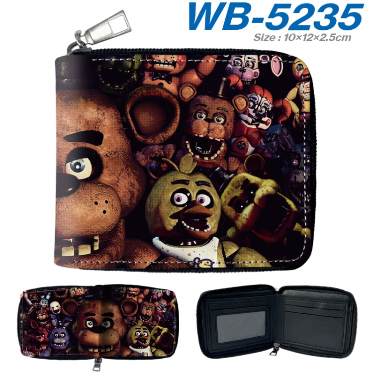 Five Nights at Freddys Anime color short full zip folding wallet 10x12x2.5cm