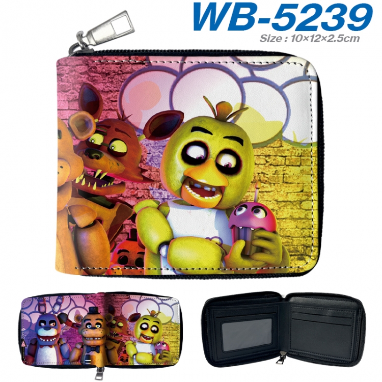 Five Nights at Freddys Anime color short full zip folding wallet 10x12x2.5cm