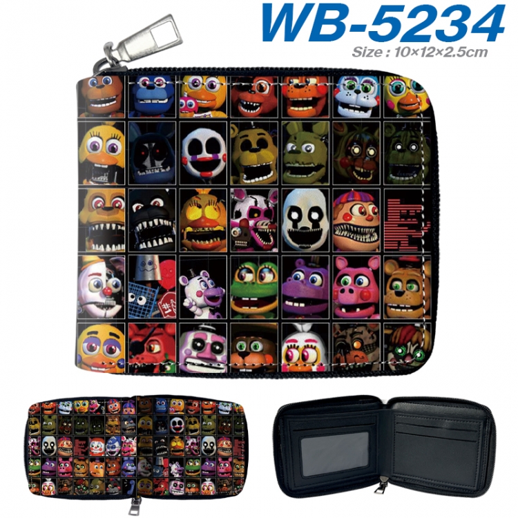 Five Nights at Freddys Anime color short full zip folding wallet 10x12x2.5cm