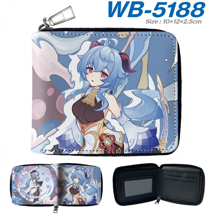 Genshin Impact Anime color short full zip folding wallet 10x12x2.5cm