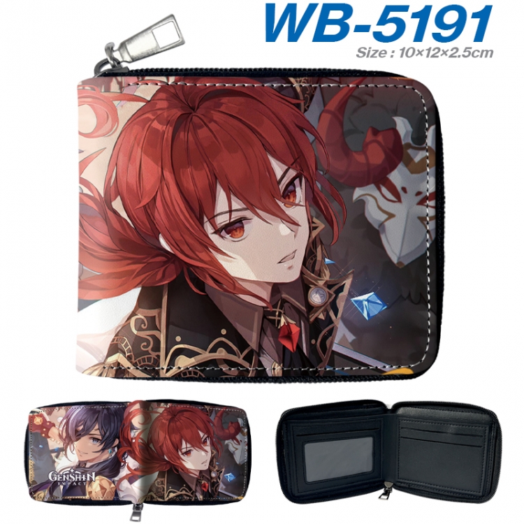 Genshin Impact Anime color short full zip folding wallet 10x12x2.5cm