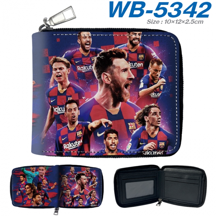 Football star Anime color short full zip folding wallet 10x12x2.5cm