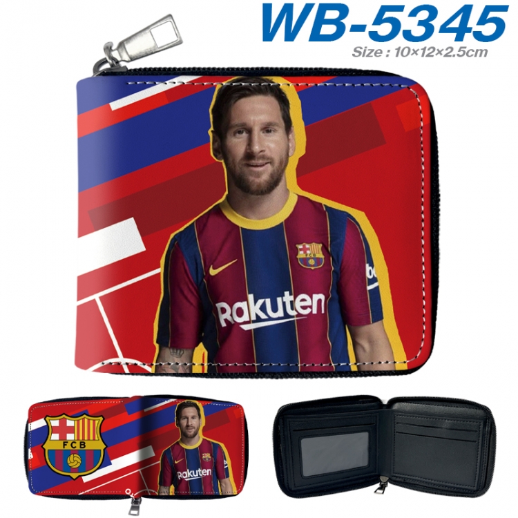 Football star Anime color short full zip folding wallet 10x12x2.5cm