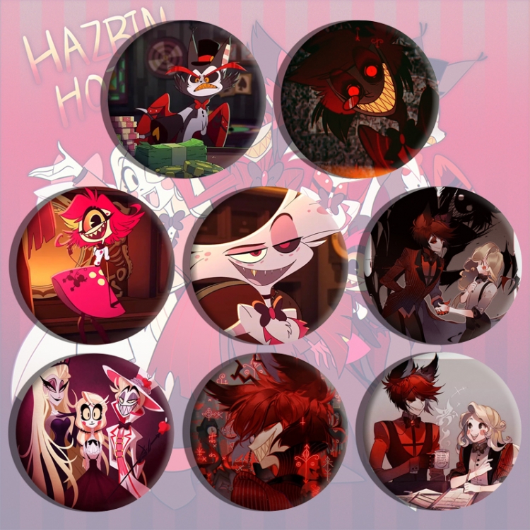 Hazbin Hotel Anime tinplate brooch badge a set of 8