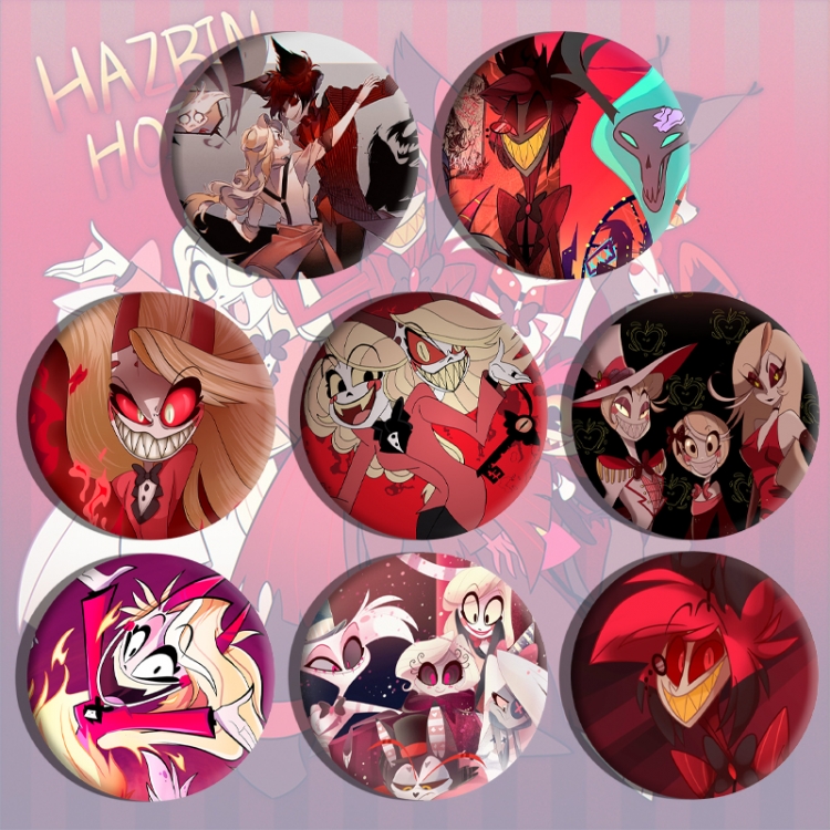 Hazbin Hotel Anime tinplate brooch badge a set of 8
