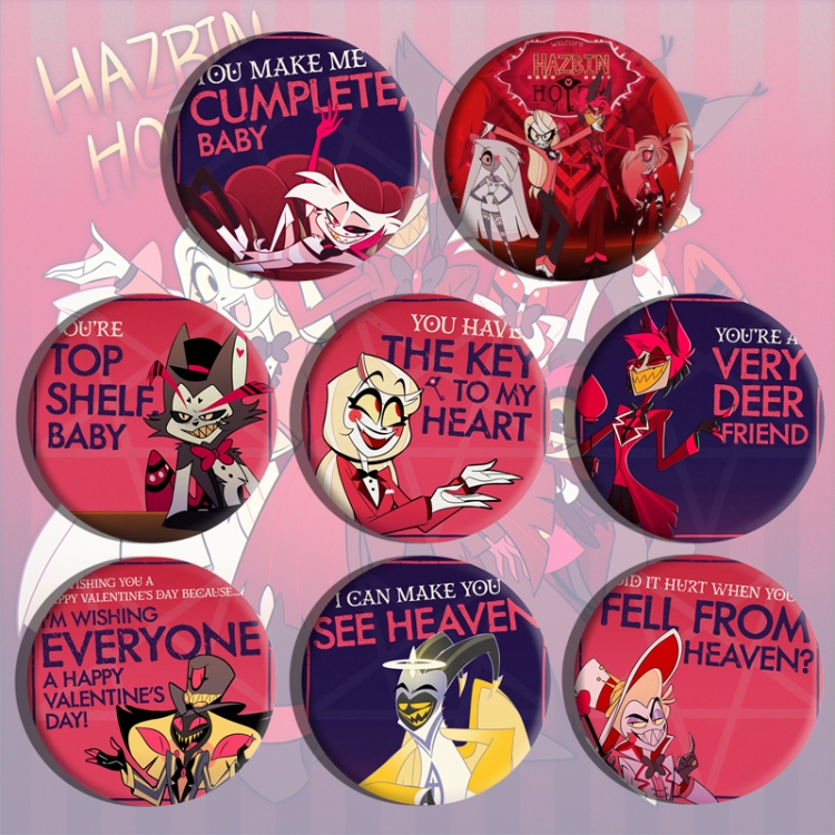 Hazbin Hotel Anime tinplate brooch badge a set of 8