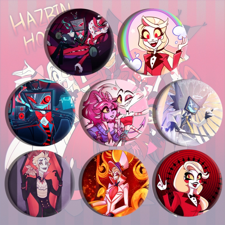 Hazbin Hotel Anime tinplate brooch badge a set of 8