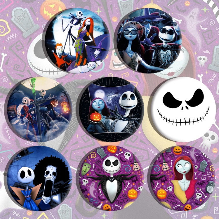 The Nightmare Before Christmas Anime tinplate brooch badge a set of 8