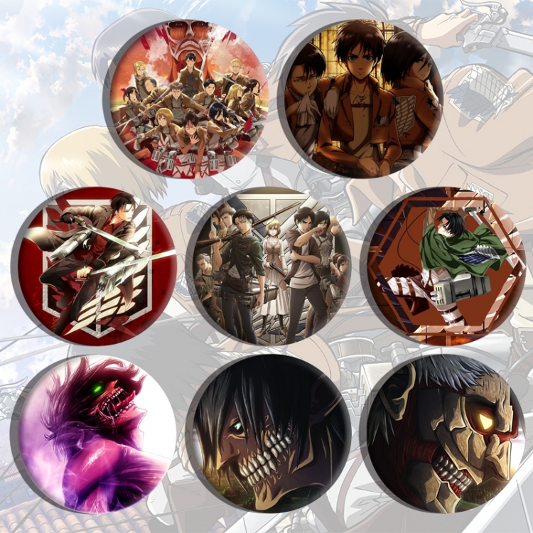 Shingeki no Kyojin Anime tinplate brooch badge a set of 8