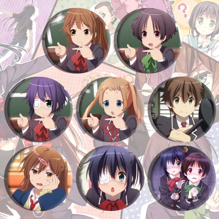 Chuunibyou Demo Koi Ga Shitai Anime tinplate brooch badge a set of 8