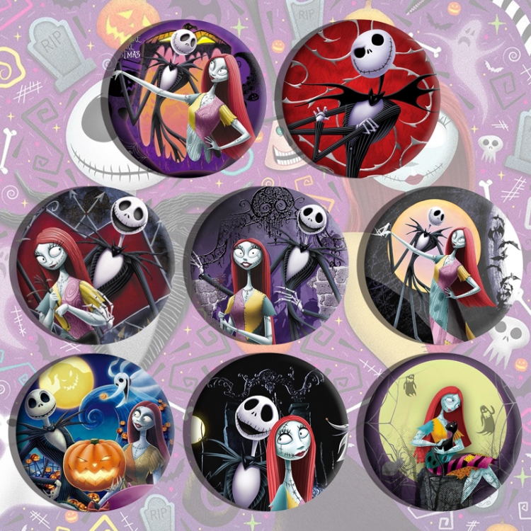 The Nightmare Before Christmas Anime tinplate brooch badge a set of 8 