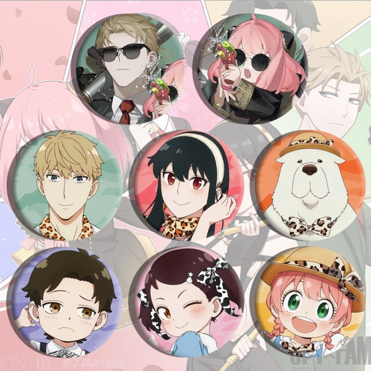 SPYxFAMILY Anime tinplate brooch badge a set of 8