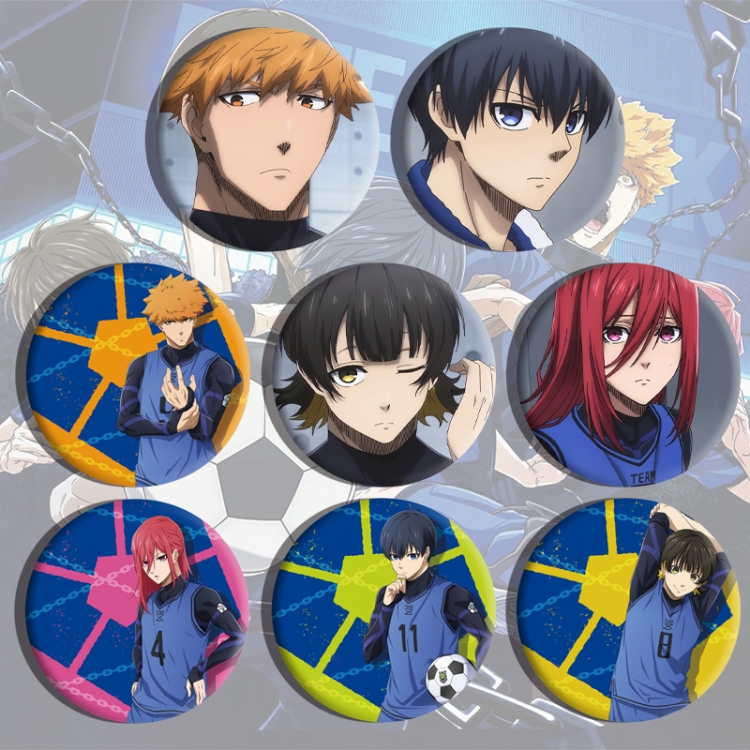 BLUE LOCK  Anime tinplate brooch badge a set of 8