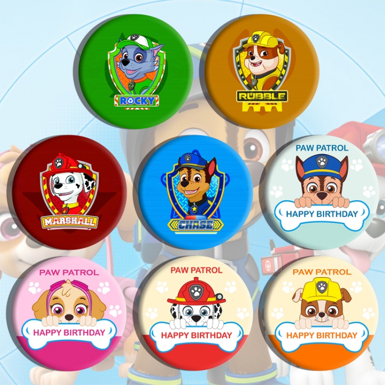 PAW Patrol Anime tinplate brooch badge a set of 8