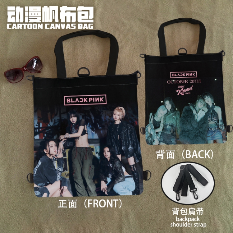 BLAKC PINK Anime Canvas Bag Shoulder Shopping Bag 33x37cm
