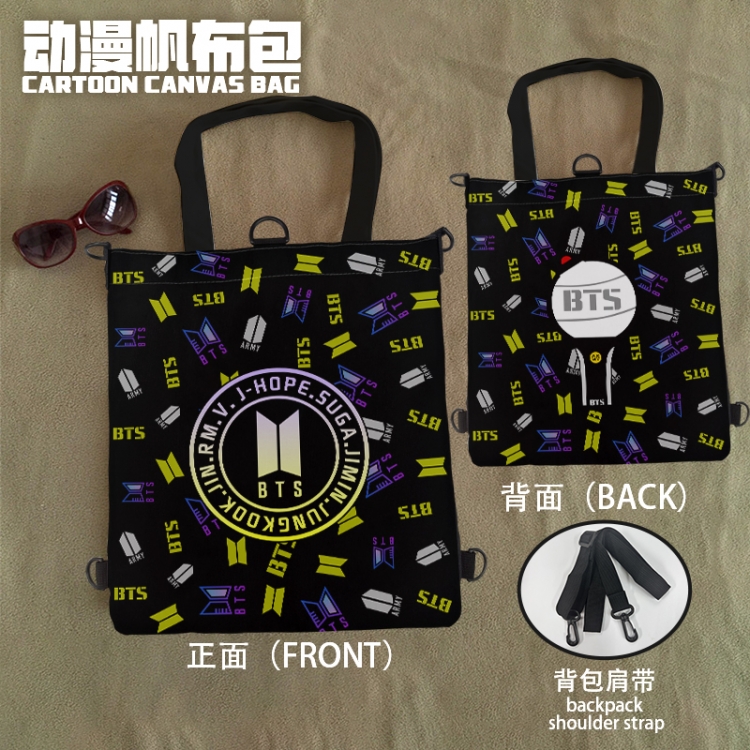 BTS Anime Canvas Bag Shoulder Shopping Bag 33x37cm