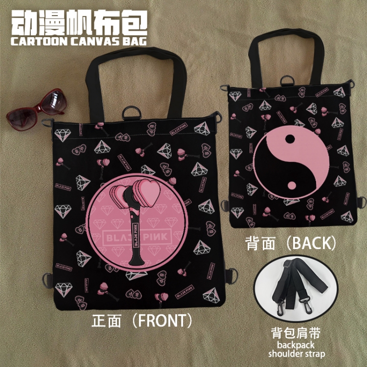 BLAKC PINK Anime Canvas Bag Shoulder Shopping Bag 33x37cm