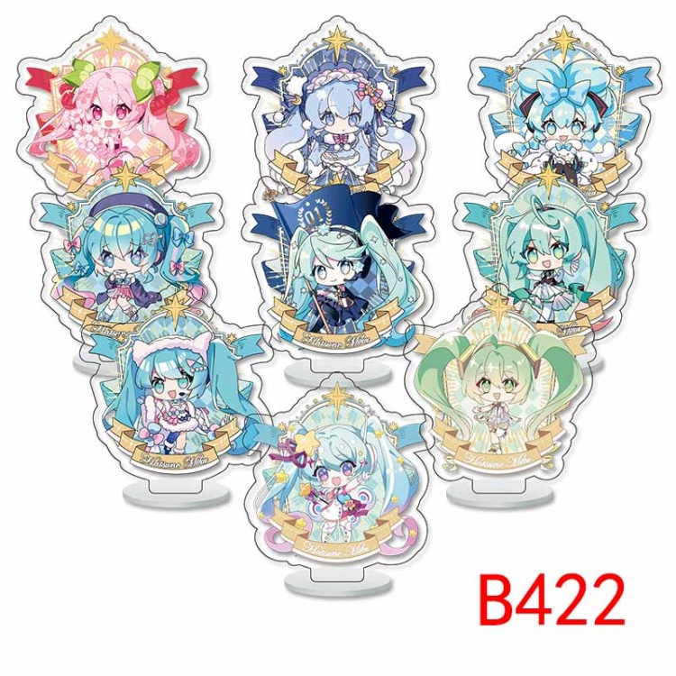 Hatsune Miku Anime Character acrylic Small Standing Plates  Keychain 6cm a set of 9