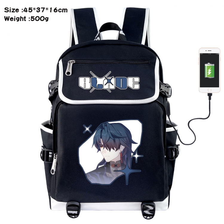 Honkai: Star Rail Anime Flip Data Cable USB Backpack School Bag 45X37X16CM