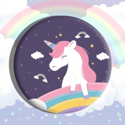 Unicorn Anime tinplate brooch ...