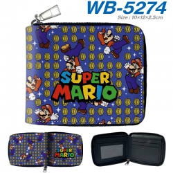 Super Mario Anime Full -color short enclosure PU leather wallet 10x12x2.5cm WB-5274A
