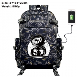 DRAGON BALL Anime data cable camouflage print USB backpack schoolbag 47x35x20cm