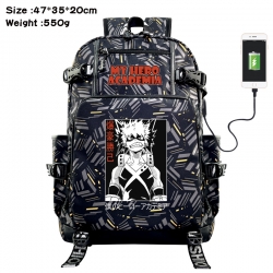 My Hero Academia Anime data cable camouflage print USB backpack schoolbag 47x35x20cm