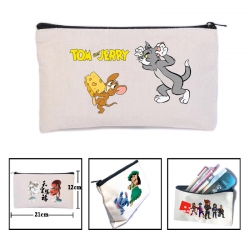 Tom and Jerry Anime canvas minimalist printed pencil case storage bag 21X12cm