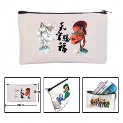 Heavenly Official Blessing Anime canvas minimalist printed pencil case storage bag 21X12cm