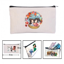 Heavenly Official Blessing Anime canvas minimalist printed pencil case storage bag 21X12cm