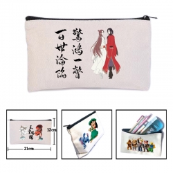 Heavenly Official Blessing Anime canvas minimalist printed pencil case storage bag 21X12cm